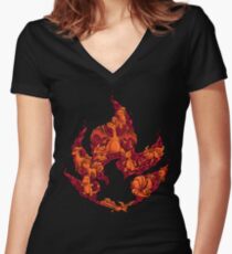 PokeDoodle - Fire Women's Fitted V-Neck T-Shirt