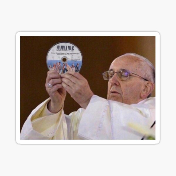 Vista previa del artículo con la obra «Mamma Mia Pope Meme», diseñado y vendido por curlygirldan.