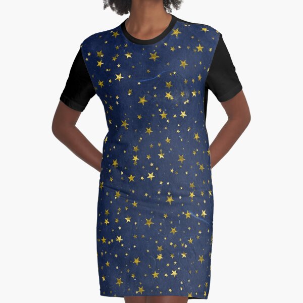 Blue dress hotsell with gold stars