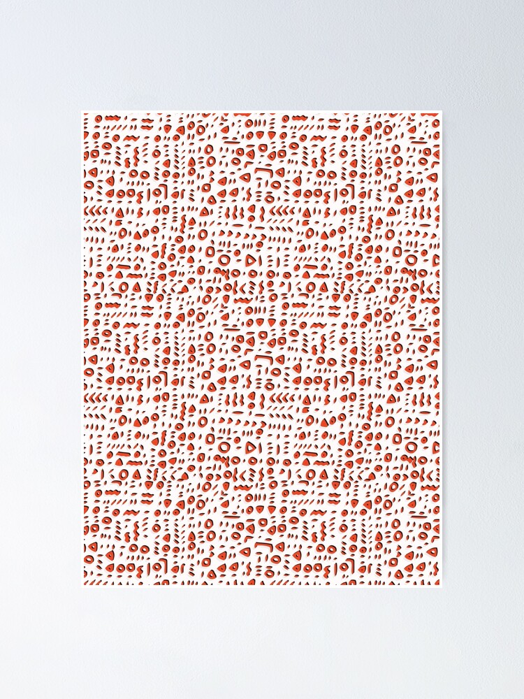 "Red and White Abstract Drawn Cryptic Symbols" Poster for Sale by ...
