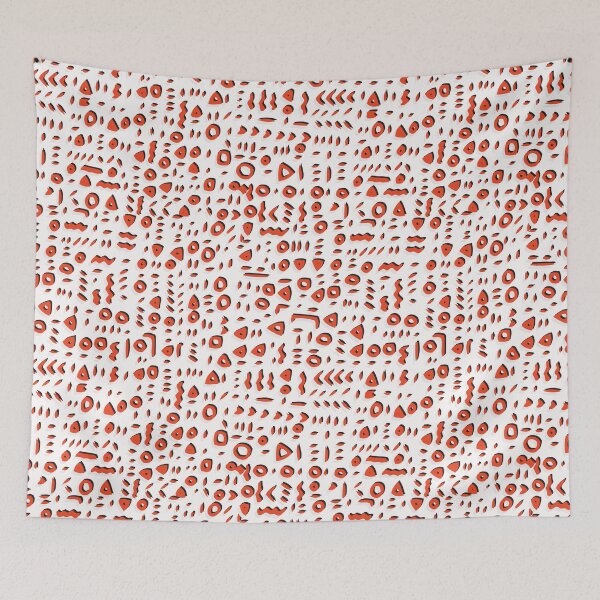 Item preview, Red and White Abstract Drawn Cryptic Symbols designed and sold by Limolida.