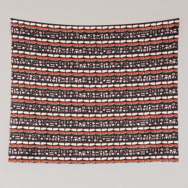 Item preview, Trendy Brick Red Abstract Drawn Cryptic Symbols designed and sold by Limolida.