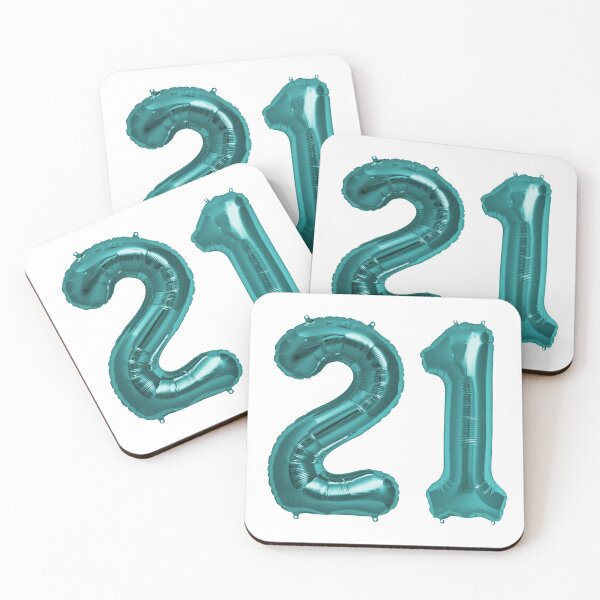 Item preview, Aqua Blue 21st Birthday Metallic Helium Balloons Numbers designed and sold by Birthdates.