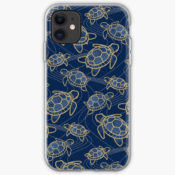 Japanese Pond Turtle / Dark Blue iPhone Soft Case