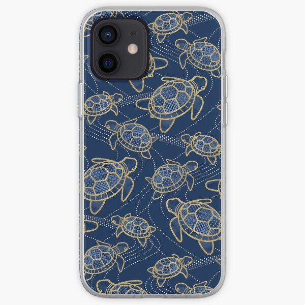 Japanese Pond Turtle / Dark Blue iPhone Soft Case