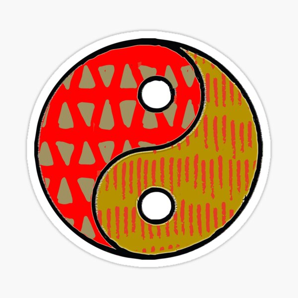 Earthy Patterned Yin Yang Symbolic Art Sticker
