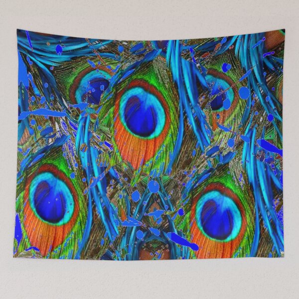 Item preview, ABSTRACTED BLUE PEACOCK FEATHERS ART   designed and sold by sharlesart.