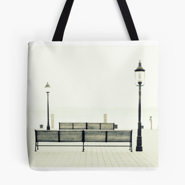 Item preview, Benches On The Pier In Black And White designed and sold by James DeFazio.