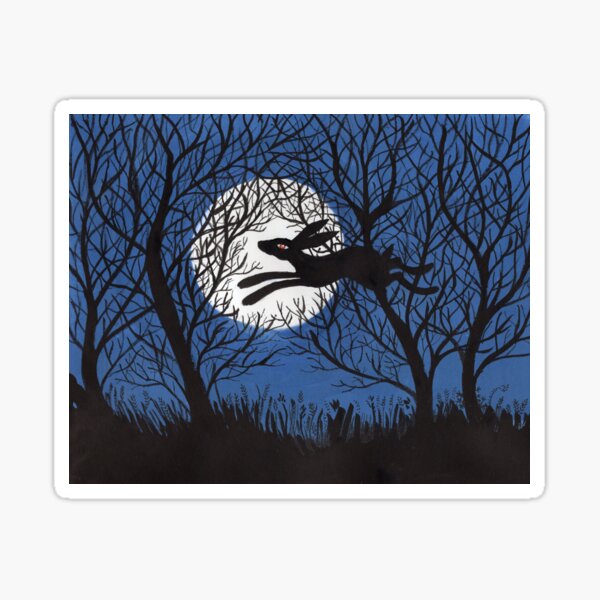 Hares Moon Leap Sticker
