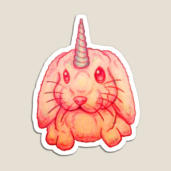 Pink Unicorn Bunny image created by Stephanie Ann Garcia Magnet