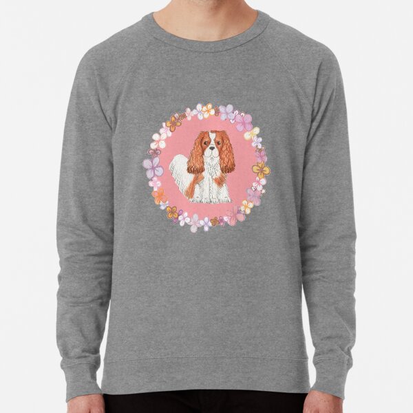 Cavalier King Charles Spaniel - Blenheim Pink Garland Lightweight Sweatshirt