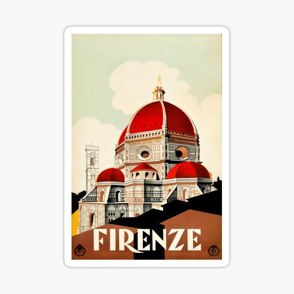 Florence, Italy Travel Poster 1930s Firenze Sticker