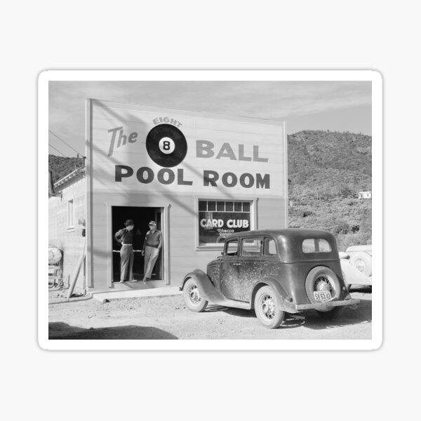 Vintage photo-Eight Ball Pool Room-Old Car-8x10 in. Vintage photo-Eight Ball Pool Room-Old Car-8x10 in.