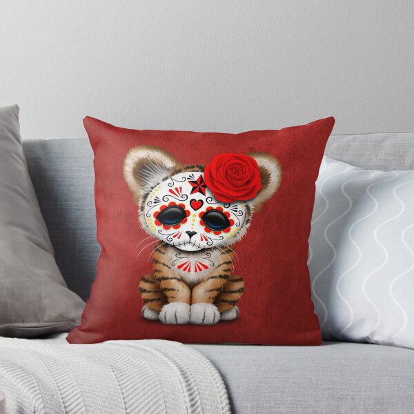 Item preview, Red Day of the Dead Sugar Skull Tiger Cub designed and sold by JeffBartels.