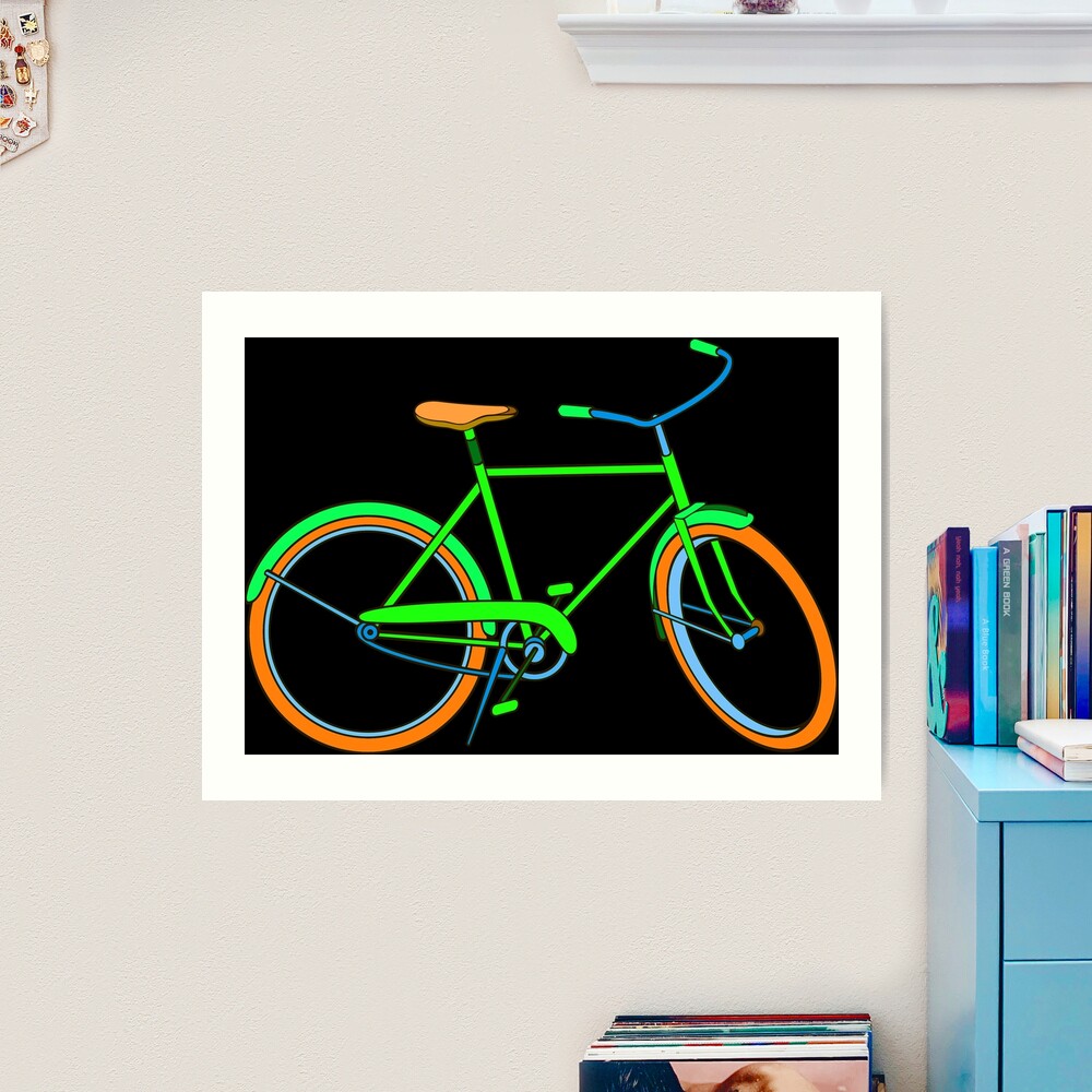 Lámina artística for Sale con la obra «Bicicleta Neon Con Naranja