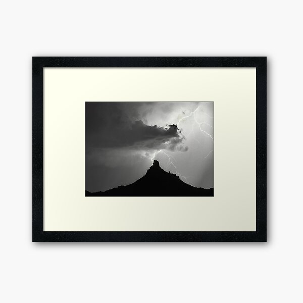 Lightning Striking Pinnacle Peak Framed Art Print