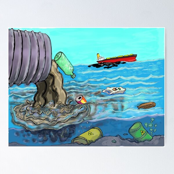 orange stop water pollution poster | Zazzle