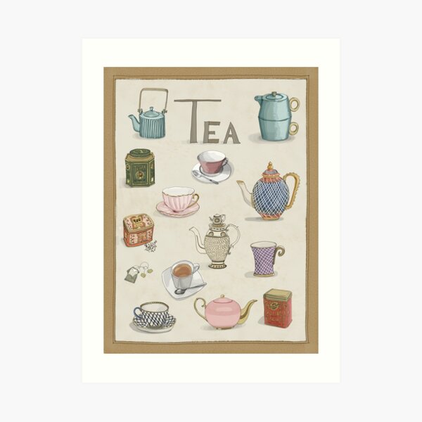 Vintage Teacups and Teapots Art Print