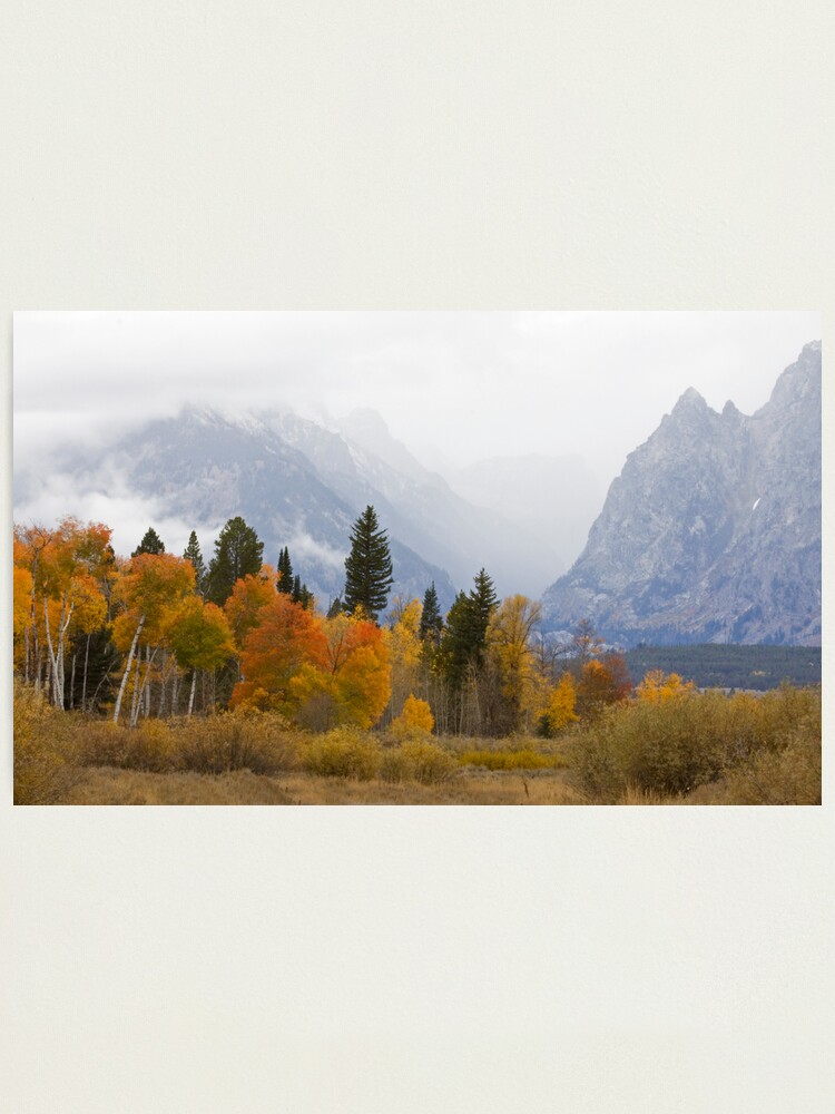 Alternate view of Cascade Canyon, Snow Showers & Fall Color Photographic Print