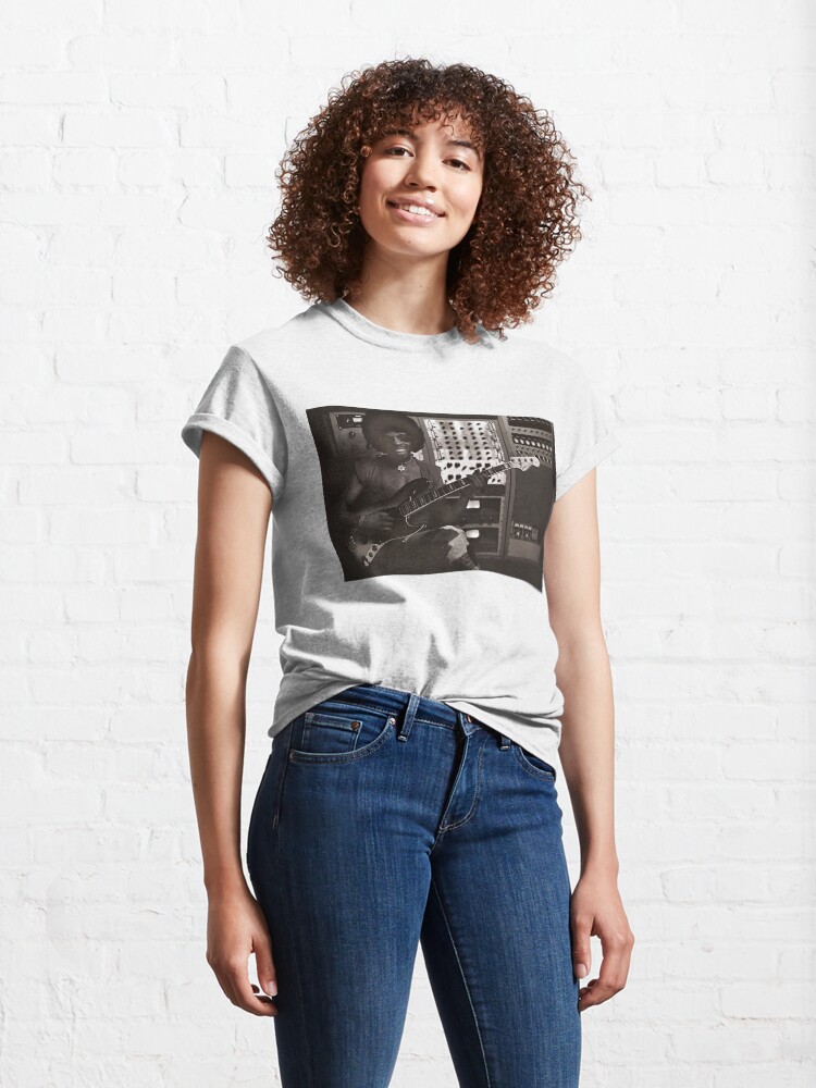 Thumbnail 4 of 7, Classic T-Shirt, Sly Stone Playing Bass in the Studio designed and sold by Warren Paul Harris.