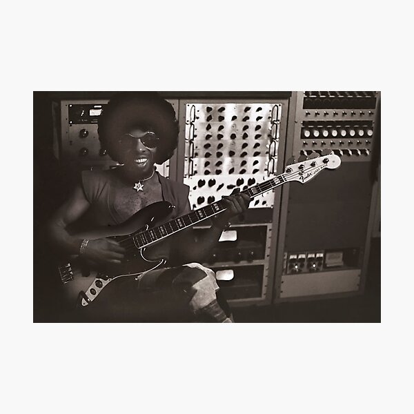 Sly Stone Playing Bass in the Studio Photographic Print