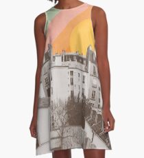 Rainbow Sky Above Paris A-Line Dress