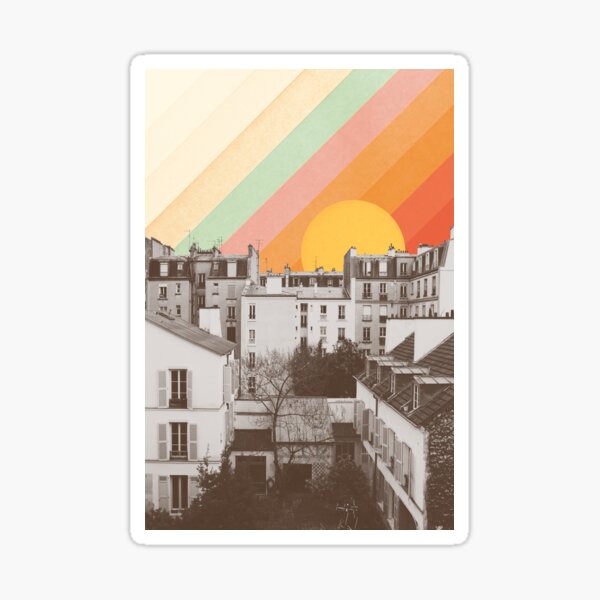 Rainbow Sky Above Paris Sticker