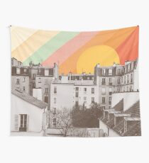 Rainbow Sky Above Paris Wall Tapestry
