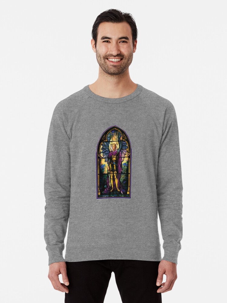 Archangel T-Shirt St Michael Jew Christian Judaism Angel Tee Stained Glass  | Lightweight Sweatshirt
