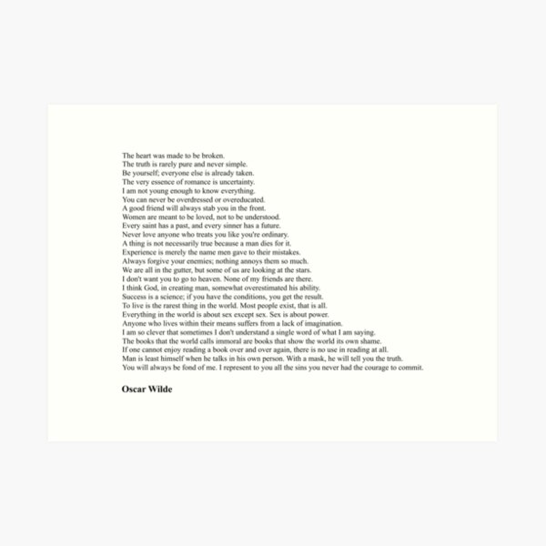 Oscar Wilde Wall Art Redbubble