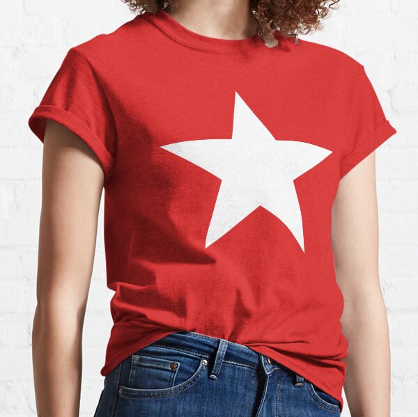 WHITE STAR on RED. Bright Star, STELLAR, ACHIEVEMENT, cool. Classic T-Shirt
