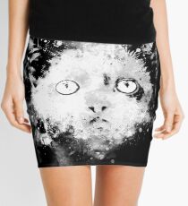gxp cute cat blue eyes splatter watercolor black white Mini Skirt
