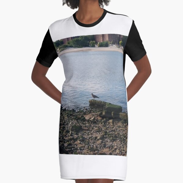 #water, #sea, #outdoors, #beach, #bird, #nature, #landscape, #island Graphic T-Shirt Dress