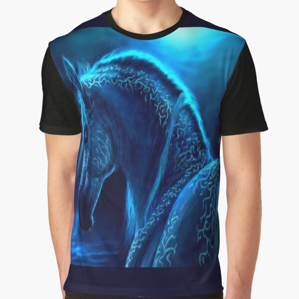 Blue Neigh Horse Graphic T-Shirt