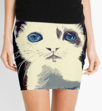 gxp cute cat blue eyes vector art foggy night Mini Skirt