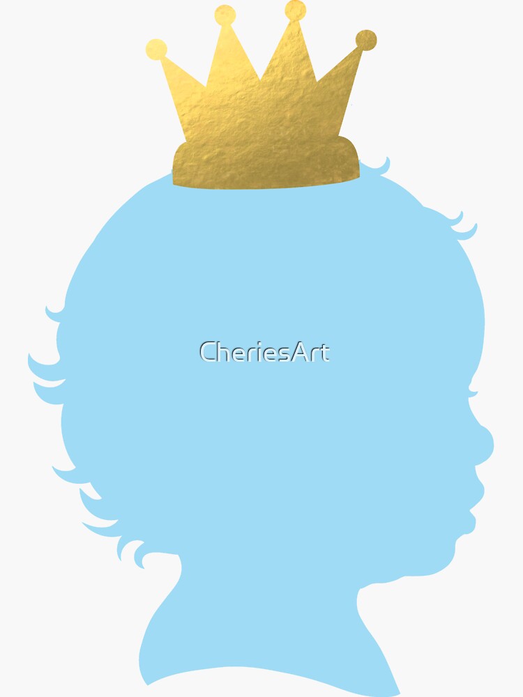 "Baby Boy Blue With Gold Crown" Sticker for Sale by CheriesArt Redbubble
