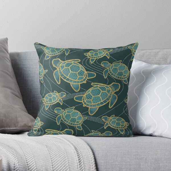 VIOLA  Grey, Teal, And Brown Patterned Throw Pillow