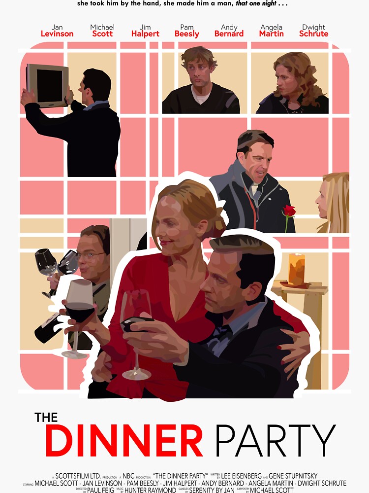 "The Office Dinner Party Poster" Sticker for Sale by safnawaz Redbubble