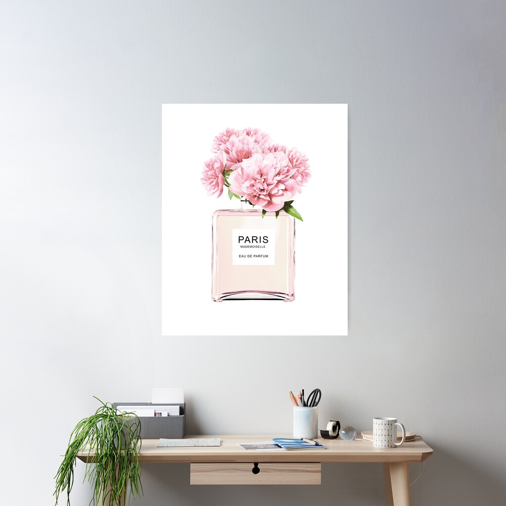 Perfume bottle, Flowers print, Scandinavian, Peony, Fashion print, Scandinavian art, Modern art, Wall art, Print, Minimalistic, Modern Poster