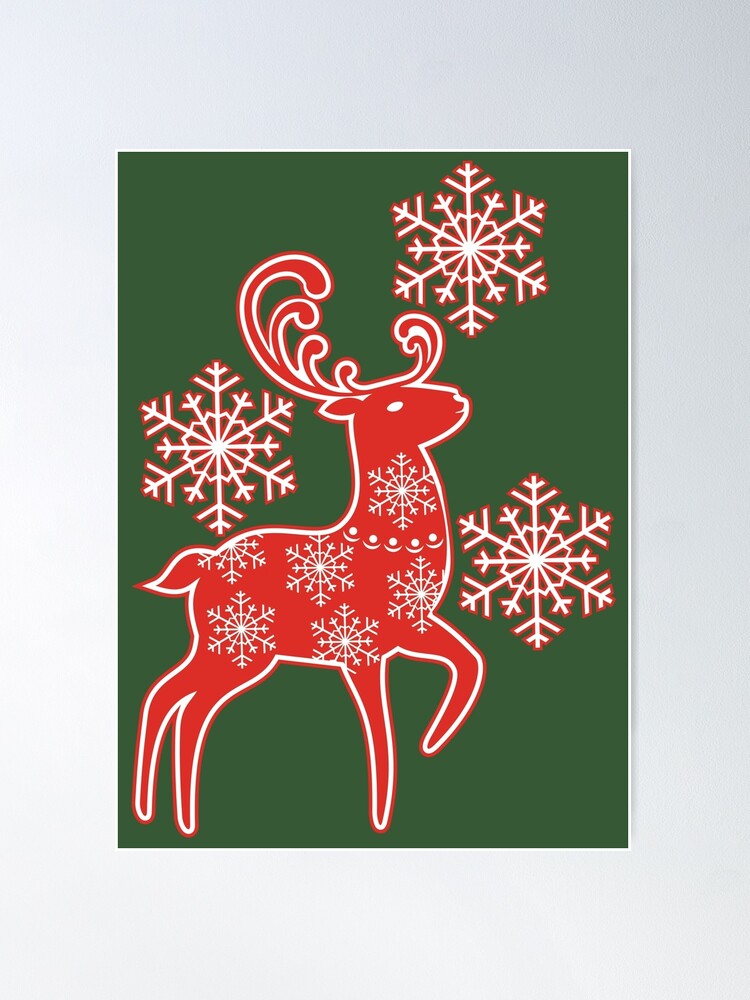 Christmas Snowflake Reindeer Poster for Sale by JoniandCo