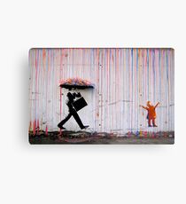 Banksy Umbrella Rainbow Happy Girl Canvas Print