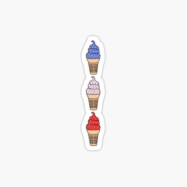 Red, White, and Blue Ice Cream Cones, with Star Sprinkles Sticker