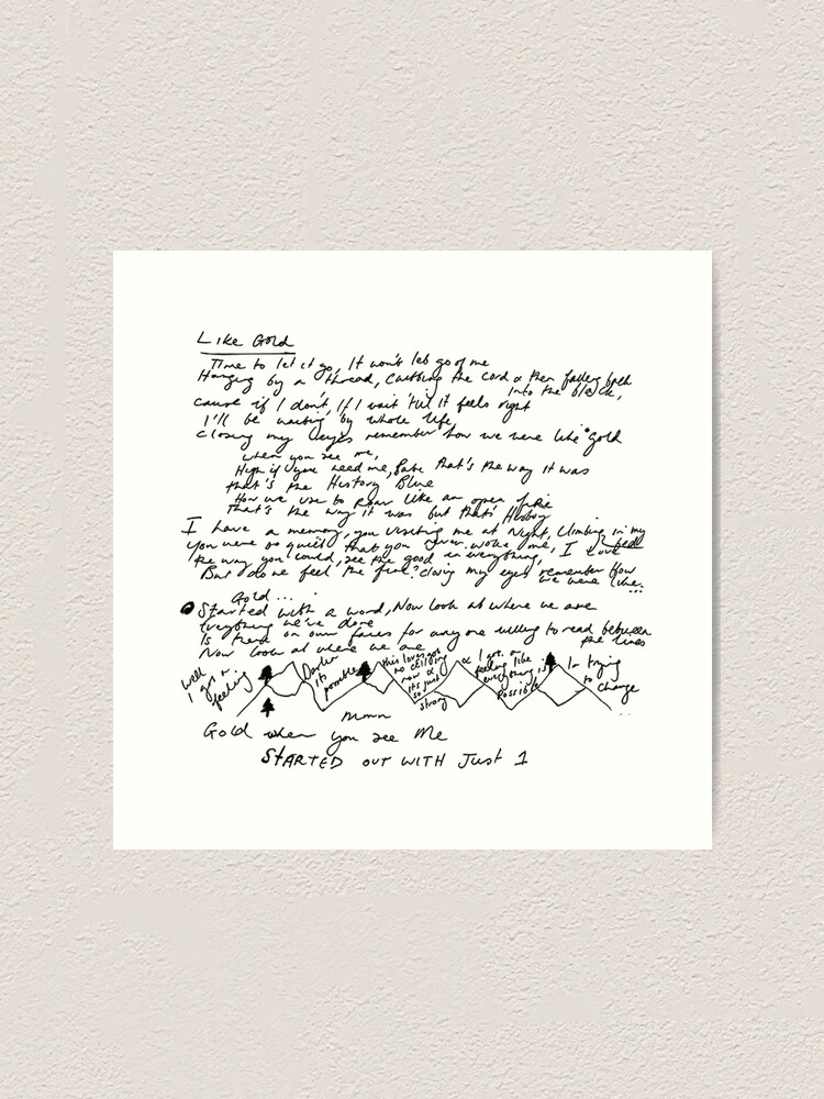 Like Gold - Handwritten Lyrics Photographic Print for Sale by KaiDee