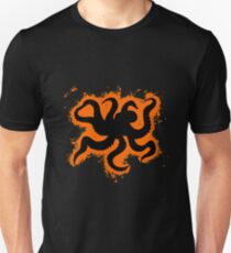 Silhouette octopus vector graphic orange and black silhouette Unisex T-Shirt