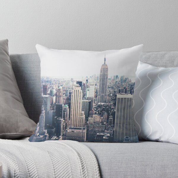Foggy Day in New York City Throw Pillow