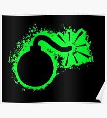 Blast bomb green and black silhouette Poster