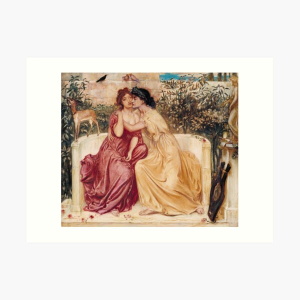 Sappho y Erinna en un jardín en Mytilene | Arte lésbico Lámina artística