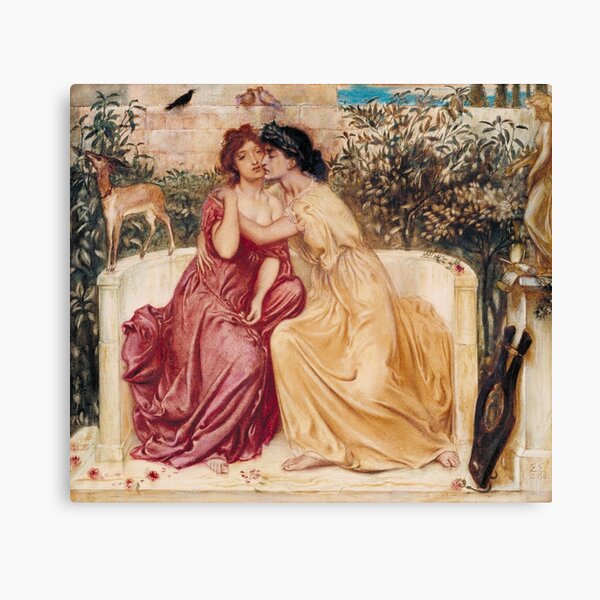 Sappho and Erinna in a Garden at Mytilene | Lesbian Art Canvas Print