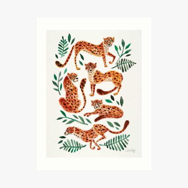 Cheetah Collection – Orange & Green Palette Art Print