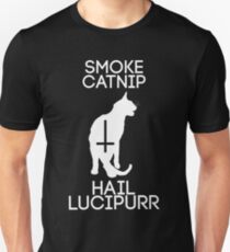 Smoke Catnip, Hail Lucipurr (White) Unisex T-Shirt